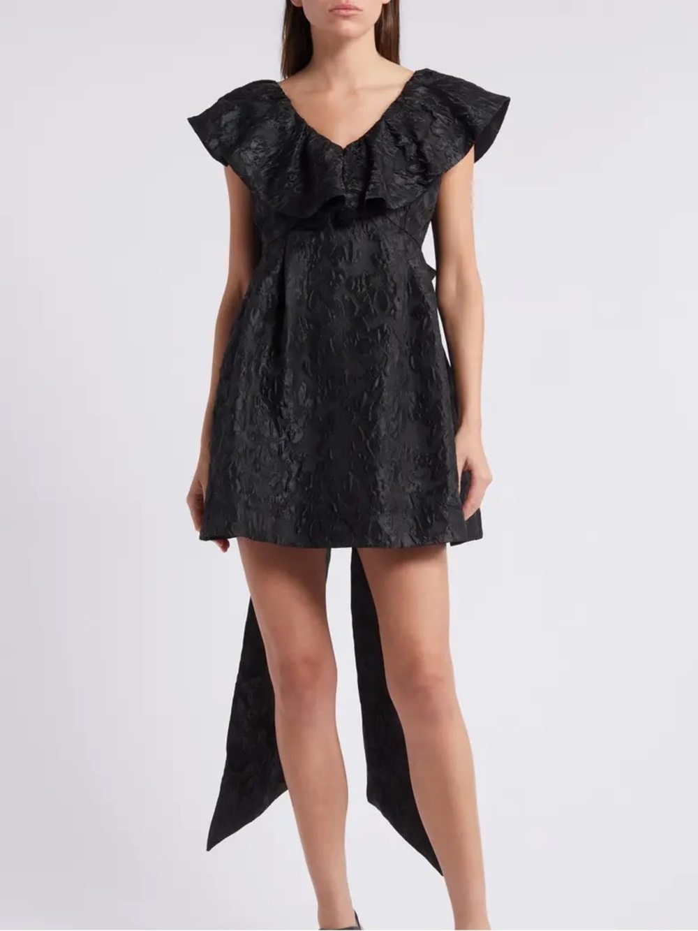 Floral Jacquard Bow Back Cocktail Minidress